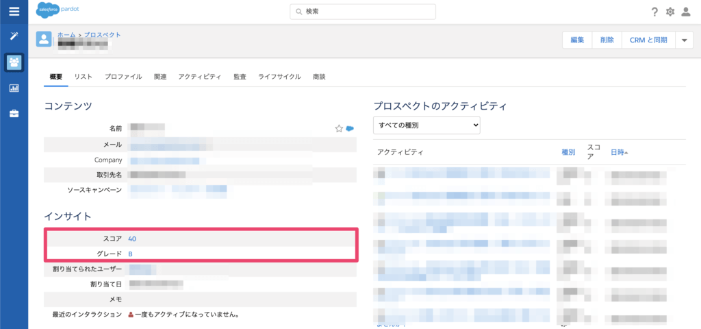 スコアとグレードの表示場所
