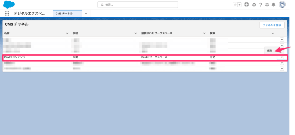 CMSチャネルの編集