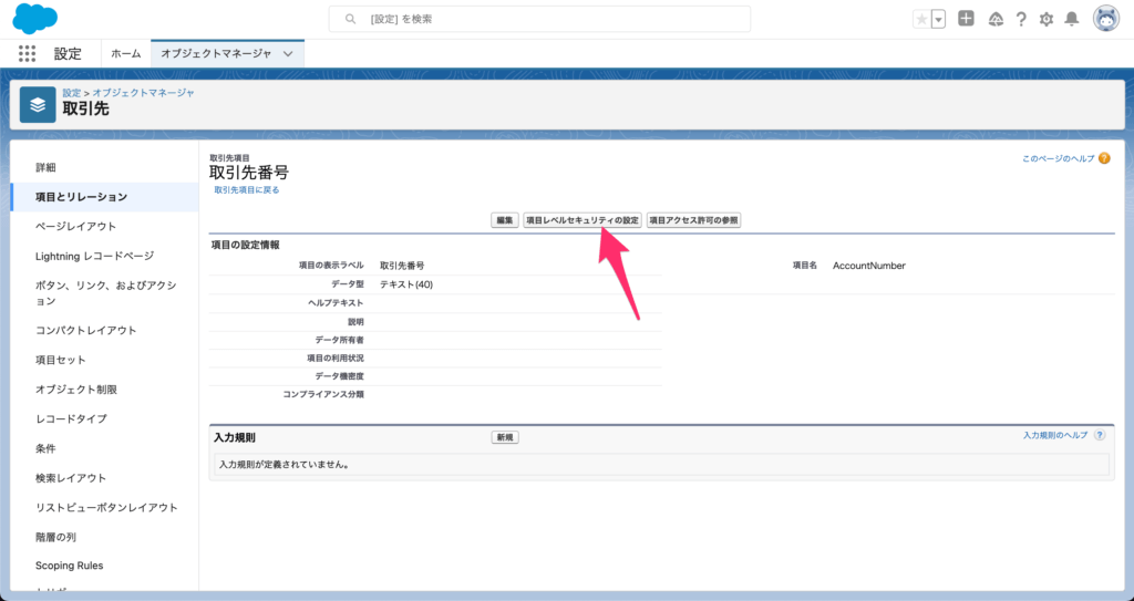 [項目レベルセキュリティの設定]