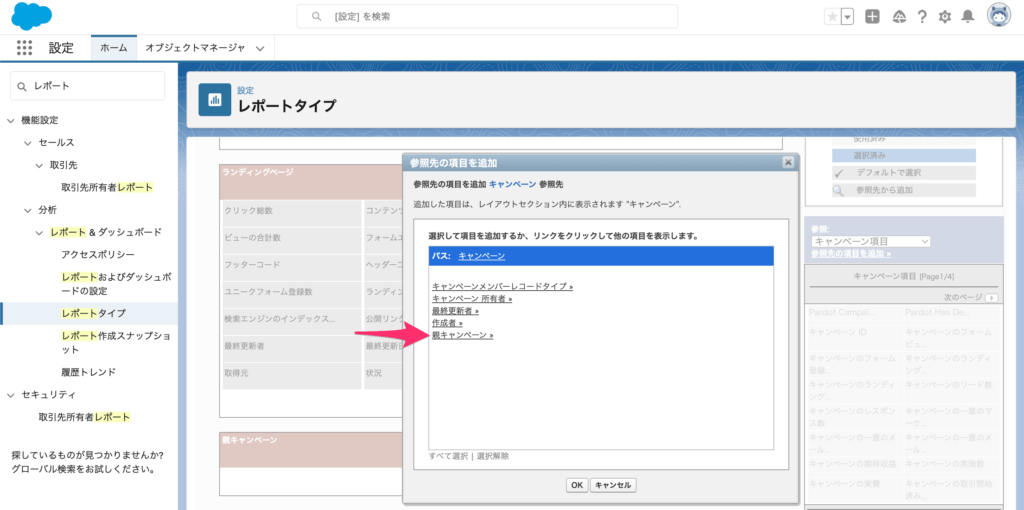 [親キャペーン]をクリック